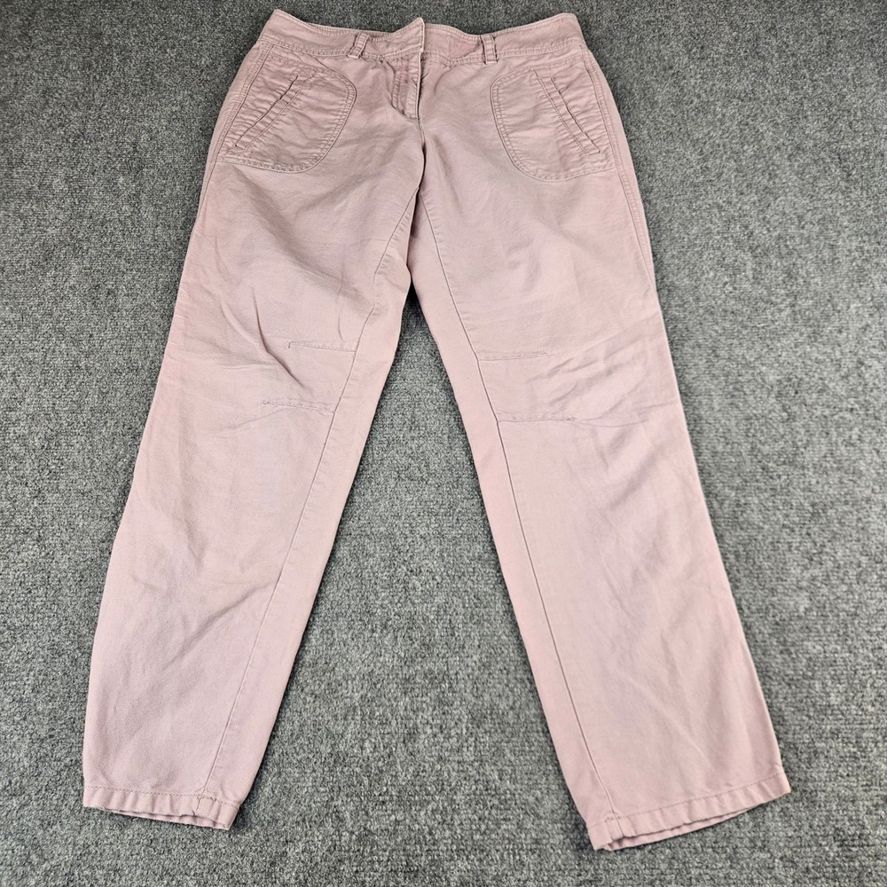 Ann Taylor LOFT Pink Cotton Linen Utility Straight Leg Pants Womens 6 Regular‎